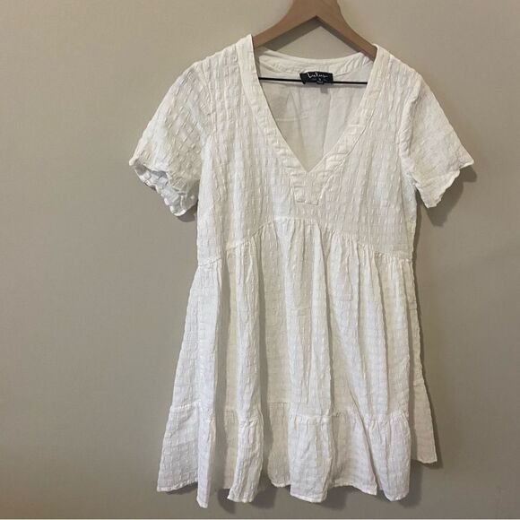 Lulu’s Sunshine On the Mind White Short Sleeve Babydoll Dress - Picture 7 of 11